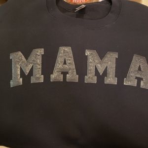 Gildan MAMA Black on Black Puffy Print Crewneck Size: M